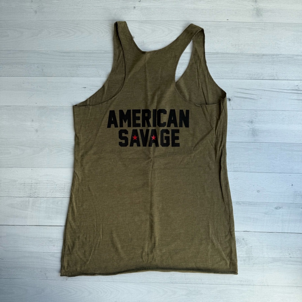 Savage Barbell Women’s American Savage Tank Top with Black Star - Picture 4 of 4